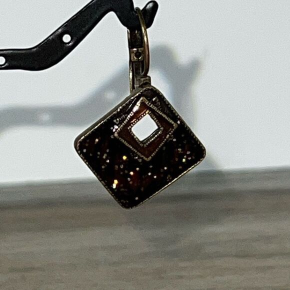 Bohemian Inlay Leaver Back Earrings Drop Antique Gold Tone Boho Chic Classiccore - Picture 8 of 8